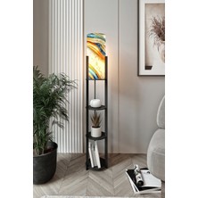 Halımax Dora Siyah Yuvarlak Raflı Rainbow Modern Dekoratif Lambader