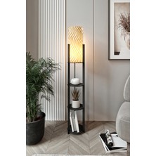 Halımax Dora Siyah Yuvarlak Raflı Sun Modern Dekoratif Lambader