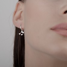 One Silver Gold 925 Ayar Gümüş Nota Sallantılı Küpe Kişiye Özel Tasarım