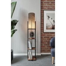 Halımax Luna Ahşap Raflı Wave Modern Dekoratif Lambader