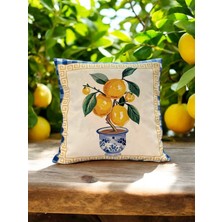 Kedi Tekstil Tasarım Limonlu Kırlent ve Runner Seti