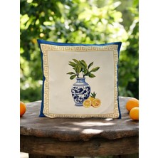 Kedi Tekstil Tasarım Limonlu Kırlent ve Runner Seti
