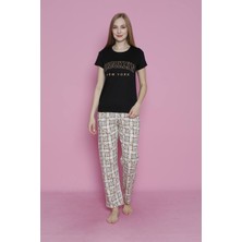 Hiraze Newyork Yazılı Kısa Kollu Pijama Takımı
