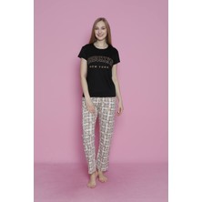 Hiraze Newyork Yazılı Kısa Kollu Pijama Takımı