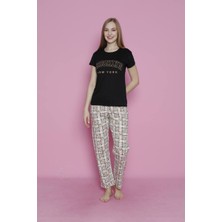 Hiraze Newyork Yazılı Kısa Kollu Pijama Takımı