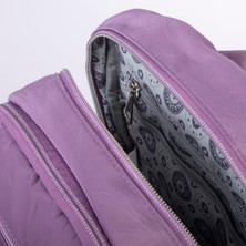 Nas Bag Kadın Çok Gözlü Hafif Su Geçirmez Unisex  (Water Proof) Çanta Mor