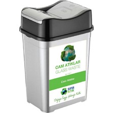 Deembro Sıfır Atık Kutusu 35 Lt*4 Adet Geri Dönüşüm Kutusu Plastik Çift Kapaklı  Kağıt-Organik-Cam-Plastik