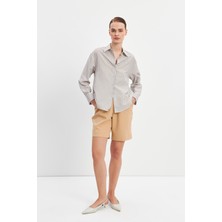 Stella Pulvis Kahverengi Oversize Çizgili Gömlek