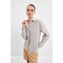 Stella Pulvis Kahverengi Oversize Çizgili Gömlek