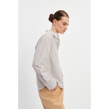 Stella Pulvis Kahverengi Oversize Çizgili Gömlek