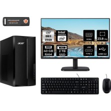 Acer Aspire TC1760 Intel Core I3 12100 40GB 2tb SSD 23.8" Fhd Monitör Fdos DT.BHUEM.004 Masaüstü Bilgisayar & Per4 USB Bellek DTBHUEM004MNT339