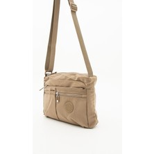 Sanmorris Kadın Çok Gözlü Suya Dayanıklı Paraşüt Kumaş Kum Renkli Ayarlanabilir Çapraz Askılı Omuz Çantası