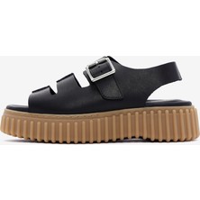 Torhill Seam Kadın Black Leather Sandalet 26172064