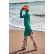 Marina Likralı Yeşil Tam Kapalı Tesettür Mayo M2493