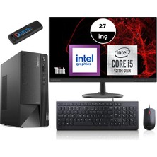 Lenovo Thinkcentre Neo 50T Gen4 Intel I5 12400 32GB 256GB SSD Windows 11 Home Fullhd 27 Inç Mon Masaüstü Bilgisayar 12JB005DTRMM31 + Zetta Flash Bellek