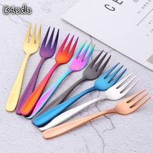 Lianghao Shopb Gümüş-8 Adet Tarzı Yemek Masası Tatlı Meyve Çatalı Paslanmaz Çelik Yiyecek Çubukları Çocuklar Için Renkli Ayna Parlak Oem Logo (Yurt Dışından)
