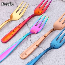 Lianghao Shopb Gümüş-8 Adet Tarzı Yemek Masası Tatlı Meyve Çatalı Paslanmaz Çelik Yiyecek Çubukları Çocuklar Için Renkli Ayna Parlak Oem Logo (Yurt Dışından)