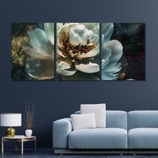 Gaagart 3'lü Kanvas Duvar Tablosu Güzel Yakın Çekim Çiçek Görseli