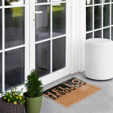 Decorita Cam Kapı Önü Paspası | Kaydırmaz Cam Paspas | Hello Goodbye - Hasır Desen |