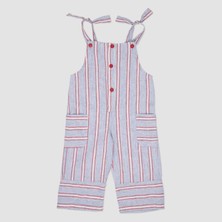 Panço Kız Bebek Çizgi Desenli Salopet