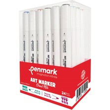 Penmark Art Marker Dual Nib Fırça Uç + Kesik Uç 24 Renk Set (Yerli Üretim)