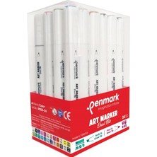 Penmark Art Marker Dual Nib Fırça Uç + Kesik Uç 24 Renk Set (Yerli Üretim)