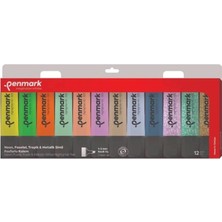 Penmark Fosforlu Kalem 12 Renk Set 3 Neon + 3 Pastel + 3 Tropik + 3 Simli