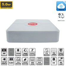 Kadraj Nvr Kayıt Cihazı 9 Kanal 5 mp 1080P H265 5 in 1 Hibrit