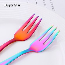 Lianghao Shopb Gökkuşağı No.3 Stili Alıcı Yıldız Sıcak 5.39'' Paslanmaz Çelik Çay Çatal Seti Metal Üç Dişli Yiyecek Pasta Çatalı Yemek Takımı Parti Restoran Için (Yurt Dışından)