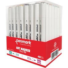 Penmark Art Marker Dual Nib Fırça Uç + Kesik Uç 48 Renk Set (Yerli Üretim)