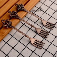 Lianghao Shopb Kırmızı Stil Balleenshiny 1 Adet Retro Taç Mini Meyve Çatalı Vintage Tatlı Kek Kavun Sevimli Çatal Mutfak Masaüstü Hediye Kafe Dekorasyonu (Yurt Dışından)