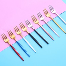 Lianghao Shopb Mavi Altın 1 Adet Tarzı 1 Adet Meyve Çatalı Paslanmaz Çelik Kek Çatalı Siyah Altın Renkli Çeşitli Çay Çatalı Yemek Takımı Salyangoz Çatalı Otel Parti Restoran (Yurt Dışından)