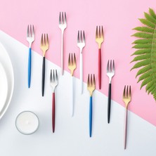 Lianghao Shopb Mavi Altın 1 Adet Tarzı 1 Adet Meyve Çatalı Paslanmaz Çelik Kek Çatalı Siyah Altın Renkli Çeşitli Çay Çatalı Yemek Takımı Salyangoz Çatalı Otel Parti Restoran (Yurt Dışından)