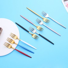 Lianghao Shopb Mavi Altın 1 Adet Tarzı 1 Adet Meyve Çatalı Paslanmaz Çelik Kek Çatalı Siyah Altın Renkli Çeşitli Çay Çatalı Yemek Takımı Salyangoz Çatalı Otel Parti Restoran (Yurt Dışından)