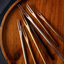 Lianghao Shopb B3 Stili Paslanmaz Çelik Meyve Çatalı Japon Tarzı Ev Iki Dişli Pasta Tatlı Çatalı Minimalist Kokteyl Minderleri (Yurt Dışından)