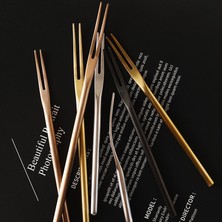 Lianghao Shopb B3 Stili Paslanmaz Çelik Meyve Çatalı Japon Tarzı Ev Iki Dişli Pasta Tatlı Çatalı Minimalist Kokteyl Minderleri (Yurt Dışından)