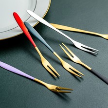 Lianghao Shopb B Tarzı 5 Parça Meyve Çatalı Çatal Seti Lüks Paslanmaz Çelik Altın Pasta Tatlı Çatallar Sevimli Mini Çatal Parti Salyangoz Çatal Restoran Için Kullanılan (Yurt Dışından)