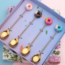 Lianghao Shopb Mavi Kaşık Stili 1 Adet Paslanmaz Çelik Donut Kaşık Çatal Karikatür Tasarımı Çocuk Kaşık Donut Kek Tatlı Çay Dondurma Meyve Çatal Çorba Kaşığı (Yurt Dışından)