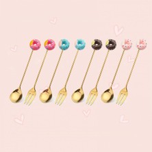 Lianghao Shopb Mavi Kaşık Stili 1 Adet Paslanmaz Çelik Donut Kaşık Çatal Karikatür Tasarımı Çocuk Kaşık Donut Kek Tatlı Çay Dondurma Meyve Çatal Çorba Kaşığı (Yurt Dışından)