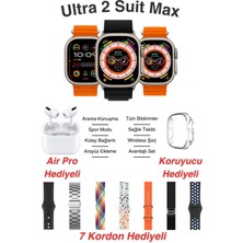 Tekno Trust Siyah Hx Ultra 2 Suit Max Akıllı Saat | Bluetooth Kulaklık ve 7 Kordon Hediyeli Avantajlı Smartwatc