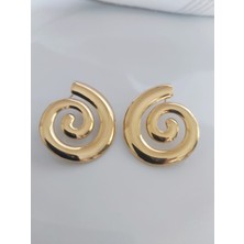 Devi Fashion Çelik Plaka Gold Sarmal Küpe