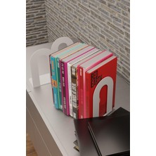 Risingmaber Dekoratif Beyaz Klasik Metal Kitap Tutucu , Kitap Desteği (Ikili Set) MK4B
