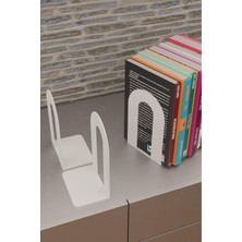 Risingmaber Dekoratif Beyaz Klasik Metal Kitap Tutucu , Kitap Desteği (Ikili Set) MK4B