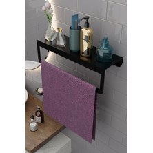 Risingmaber Metal Siyah Havlu Askısı, Mutfak Banyo Raflı Havluluk, Metal Raflı Havluluk, Havlu Tutacağı MT42SD