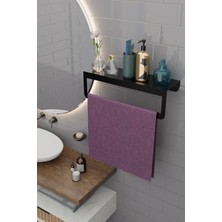 Risingmaber Metal Siyah Havlu Askısı, Mutfak Banyo Raflı Havluluk, Metal Raflı Havluluk, Havlu Tutacağı MT42SD