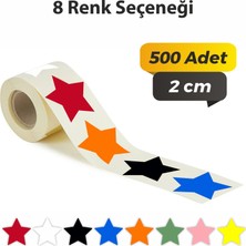 Sticker Design Yıldız Kesimli Karışık Renkli Çok Amaçlı Etiket 2cm - 500 Adet