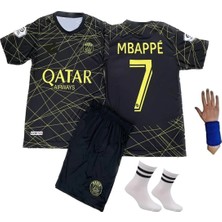 Kylian Mbappe Siyah-Gol Özel Tasarım 22-23 Sezon Çocuk Forma Takımı 4'lü PGKIK98