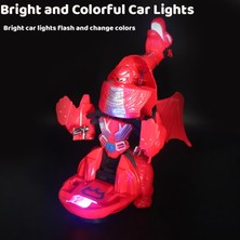 Elifeshop LED Işıklı Gerçekçi Sesli Dönüşebilir Kükreyen Ejderha Dragon Çarpıp Dönen Robot Oyuncak Kızıl Ejder