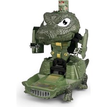 Elifeshop LED Işıklı Gerçekçi Sesli Dönüşebilir Crocodile Timsah Çarpıp Dönen Robot Oyuncak Yeşil Savaşçı