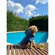 Salya Store Organik Pamuk Kumaş Köpek Bornozu Mavi